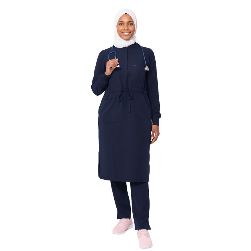 Aura Longline Modest Scrub Set – Performance Tunic & Straight-Leg Pant