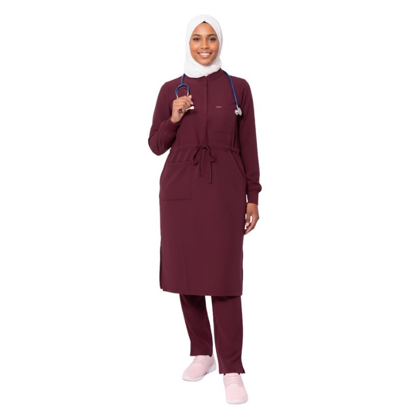 Aura Longline Modest Scrub Set – Performance Tunic & Straight-Leg Pant - Image 2