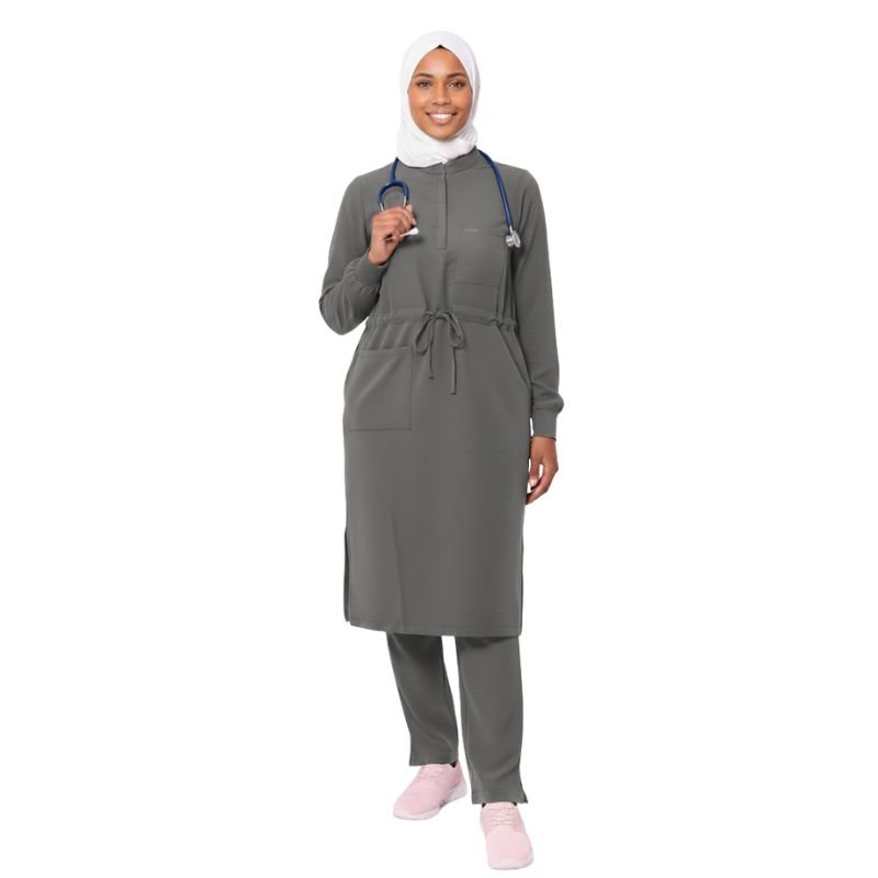 Aura Longline Modest Scrub Set – Performance Tunic & Straight-Leg Pant - Image 5