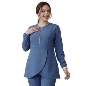 Premium Zippered Wrap-Front Medical Tunic Scrub