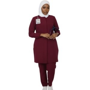 The Serene Long-Line Modest Scrub Set – Professional Tunic & Straight-Leg Trousers